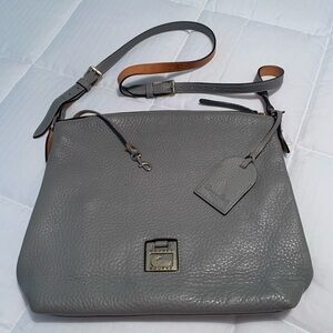 Dooney & Bourke Portofino Crossbody (Style 2P857) Dove Grey Pebbled Leather Bag